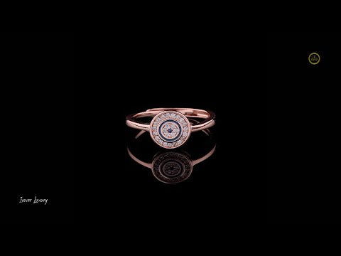 0.28 TCW Rose Gold Circle Ring with Moissanite Diamonds and Floral Center Design
