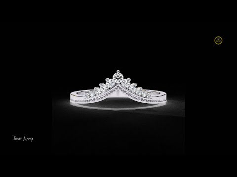 0.15 TCW Lab Grown Diamond Elegant Tiara Chevron Wedding & Stacking Ring Band for Surprise