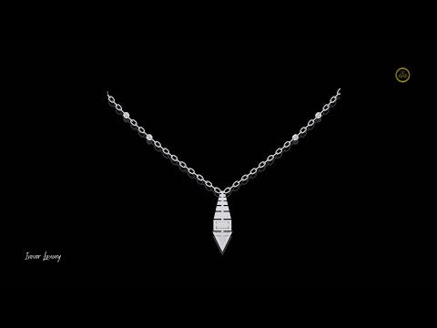 0.63 TCW Two Tone Moissanite Diamond Pendant Highlighting Triangle, Baguette and Round Diamond Cuts in a Sculpted Drop Design
