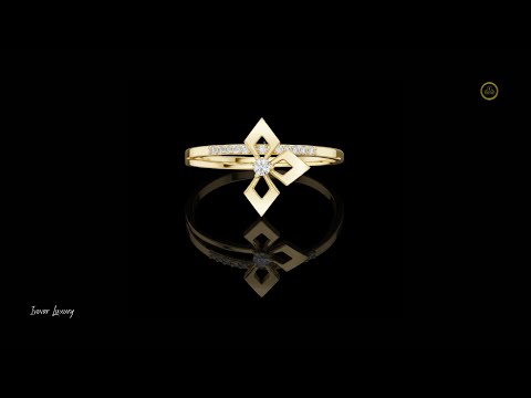 0.02 CT Radiant Petal Lab Grown Diamond Ring with Intricate Geometric Flower Design