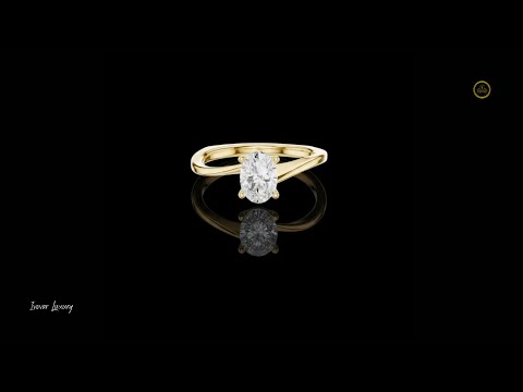0.78 TCW Brilliant Oval Cut Moissanite Diamond on a Modern Fluid Twist Solitaire Gold Setting