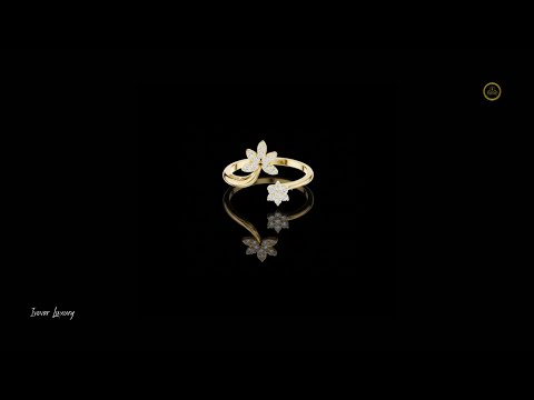 0.20 TCW Iconic Floral Lab Grown Diamond Open Ring with Dual Flower Cluster Design