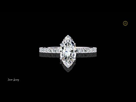 0.82 CT Elegant Marquise Cut Lab Grown Diamond Ring with Pave Stones Ivevar Luxury Fine Jewelry
