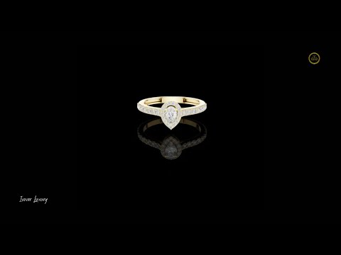0.15 CT Sophisticated Pear Shaped Lab Grown Diamond Halo Ring with Pave Diamond Band