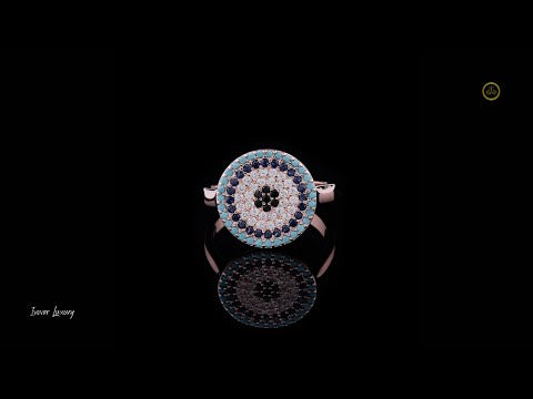 0.45 TCW Evil Eye Lab Grown Round Diamond Ring in Dainty Protection Symbol Statement Jewelry