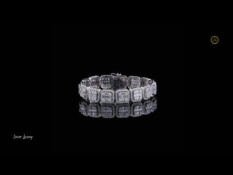 13.65 TCW Luxurious Lab Grown Bracelet Featuring Square Links with Baguette and Round Diamonds