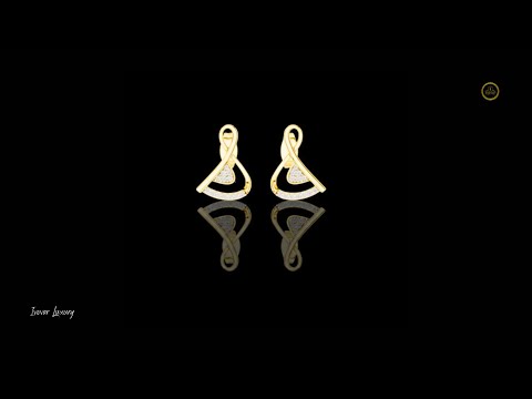 0.13 TCW Modern Gold Infinity Loop Lab Grown Round Diamond Stud Earrings with Curved Pave Arc
