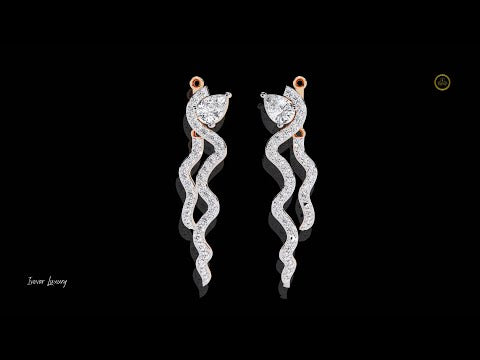 0.84 TCW Luxurious Pear Moissanite Diamond Serpentine Cascade Earrings with Pave Set Wavy Drop Design