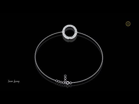 0.15 TCW Elegant Gold Chain Bracelet with Radiant Open Circle Round Moissanite Diamond Halo Centerpiece