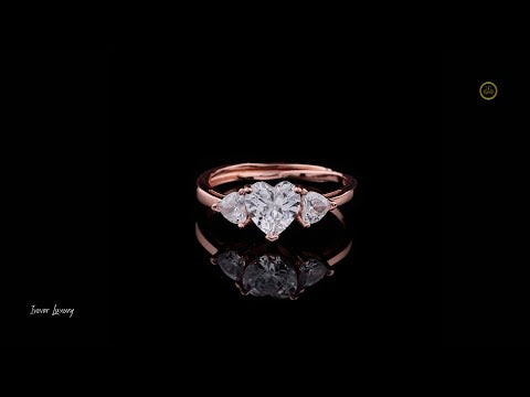 0.30 CT Elegant Heart Cut Lab Grown Diamond Trio Ring That Timeless Expression of Love