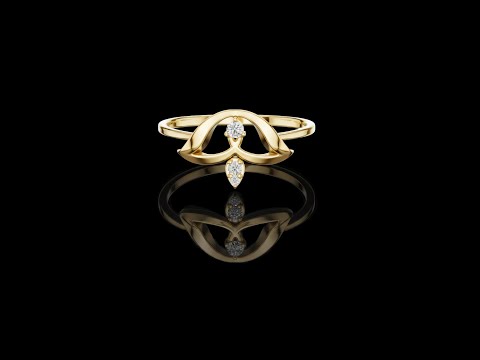 0.04 TCW Petal Ring with Dual Round Cut Lab Grown Diamonds and Sculpted Open-Arc Design