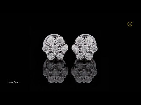 1.02 TCW Classic Round Moissanite Diamond Stud Earrings in White Gold Cut by Ivevar