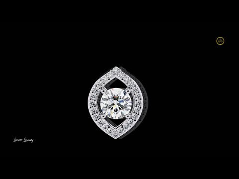 0.47 CT Elegant Round Cut Lab Diamond Pendant with Unique Halo Detailing