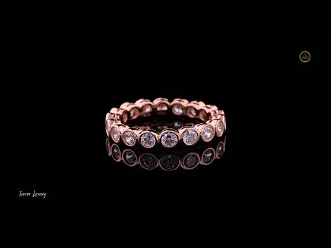 0.50 TCW Lab Grown Diamond Eternity Rose Gold Ring with Round Cut Bezel Set Diamonds