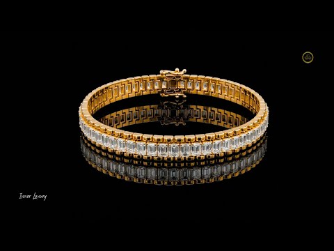 12.00 TCW Exquisite Emerald Cut Moissanite Diamond Bracelet with Sleek Gold Channel Setting