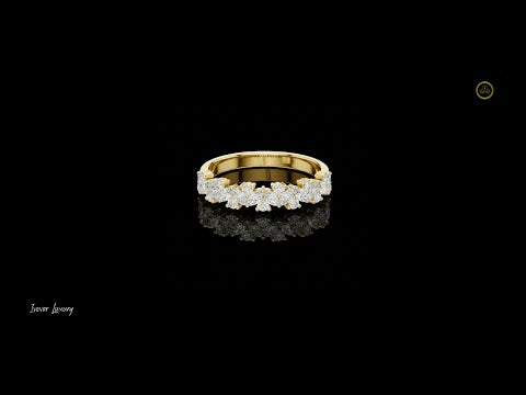 1.98 TCW Alternating Marquise & Round Moissanite Diamond Half Eternity Band with Prong Setting