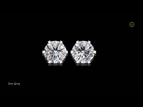 2.57 CT Premium Elegant Lab Created Six Prong Round Cut Diamond Solitaire Earrings for Her