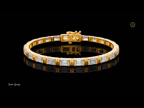 8.96 TCW Dazzling Emerald MoissaniteDiamond Tennis Bracelet with Architectural Open Link Detailing