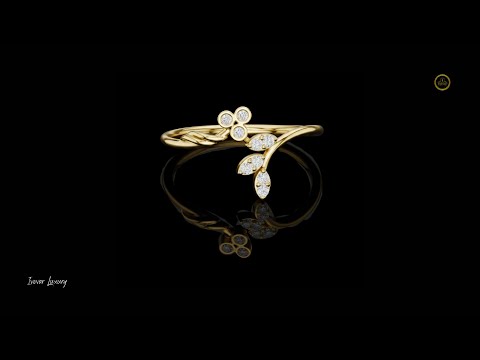 0.09 TCW Floral-Inspired Leaf Ring in Lab Grown Diamonds Nature Jewelry Masterpiece