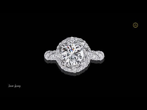 0.81 CT Art Deco Majestic Round Cut Moissanite Diamond Ring with Halo Design For Stillness Love