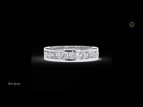 1.07 TCW Princess Cut Moissanite Diamond Classic Channel Set Full Eternity Band For Women