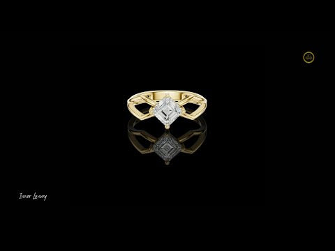 0.88 TCW Opulent Emerald Lab Grown Diamond Ring with Open Split Shank Geometric Band