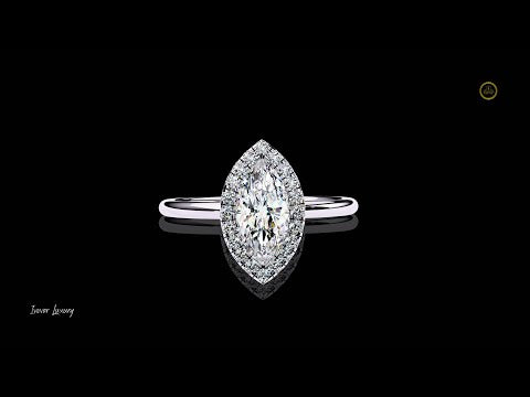 0.82 CT Elegant Marquise Cut Halo Lab Grown Diamond Ring Luxurious Sparkling Statement Jewelry Design