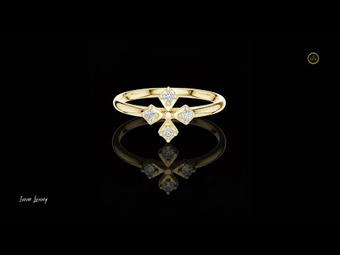 0.06 TCW Lab Grown Diamond Petal Cross Dainty Floral Cluster Ring for Women Minimalist Fine Jewelry Gift