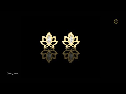 1.25 TCW Aurelle Lotus Marquise Lab Grown Diamond Gold Earrings with Open Petal Silhouette