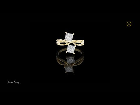1.28 TCW Unique Intertwined Band Ring with Dual Princess Cut Lab Diamonds Modern Open Design