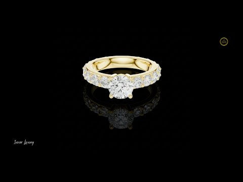 1.00 CT Desire Full Round Brilliant Cut Sparkle Solitaire Ring with Graduated Moissanite Diamond Band