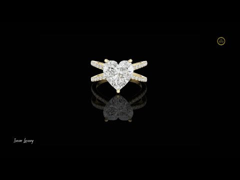 1.00 CT Stylish Lab Grown Heart Cut Diamond Split Shank Ring For Everywear