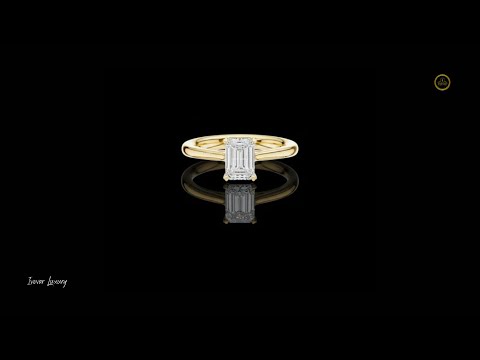 0.97 TCW Dazzling Emerald Cut Lab Grown Diamond Solitaire Ring with Classic Four Prong Setting