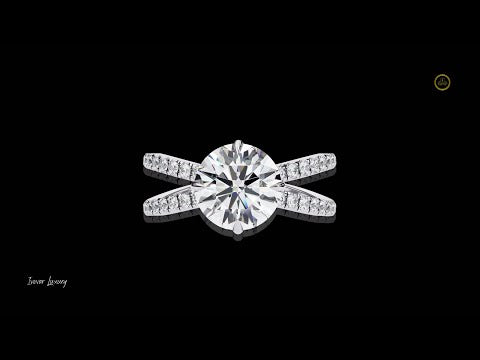 2.27 CT Modern Round Cut Lab Grown Diamond Ring with Micro Pave Criss Cross Band For Her