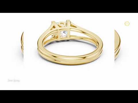 0.95 TCW Radiant Princess Cut Lab Grown Diamond Solitaire Split Shank Modern Engagement Ring For Women