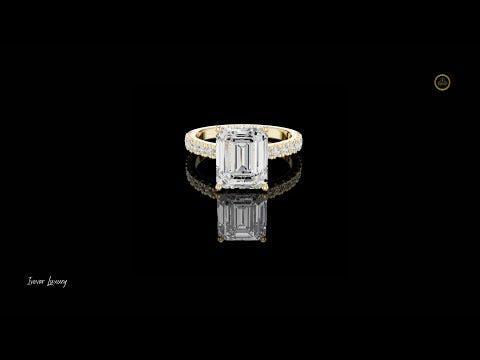 1.00 CT Showcasing a Striking Emerald Cut Lab Grown Diamond with a Pavé Diamond Band