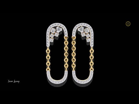 0.48 TCW Luxury Moissanite Diamond Chain Loop Earrings with Dazzling Pave and Cluster Sparkle Accents