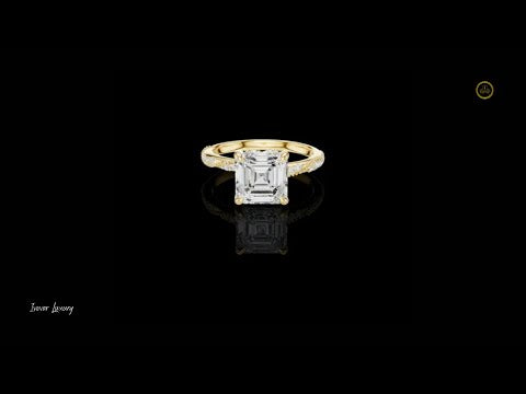 2.66 CT Luminous Emerald Cut Center Lab Grown Diamond Ring with Sparkling Pave Detail