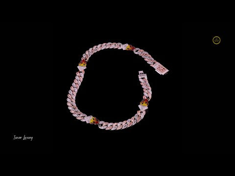 Fully Iced-Out With Fire Logo Custom Cuban Link Chain with Lab Grown Diamond by Ivevar