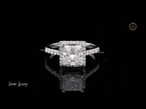 1.5 CT Elegant Princess Cut Wedding Ring with Moissanite Diamond for Engagement Gift