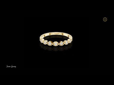 0.11 TCW Delicate Bezel Set Round Lab Grown Diamond Band with Marquise Inspired Design