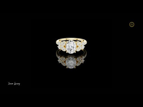 1.00 CT Harmony Oval Cut Lab Grown Diamond Ring with Floral Diamond Cluster Accents