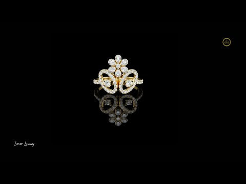 0.55 TCW Classic Lab Grown Round Cut Diamond Floral Diamond with Elegant Designer Ring