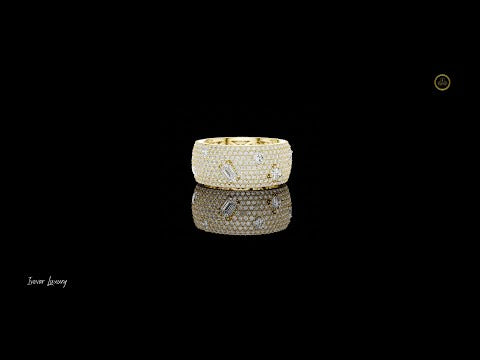 1.00 CT Ornate Openwork Interior Grand Round Wide Pave Moissanite Diamond Band with Scattered Statement Stones