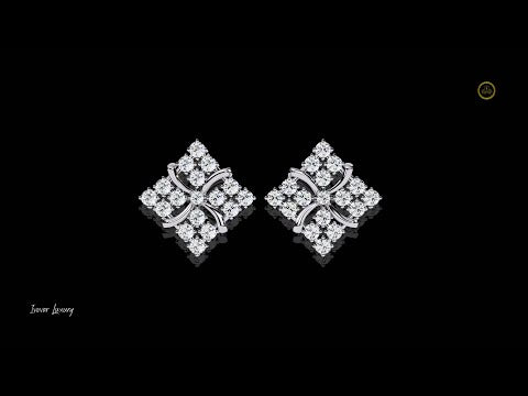 0.77 TCW Exquisite Cluster Stud Moissanite Earrings with Brilliant Diamond Floral Sparkle and Elegant Curved Detailing