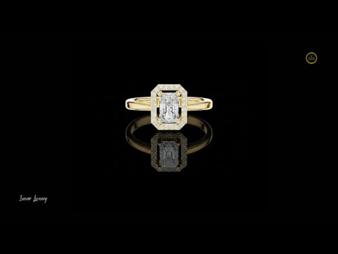 1.23 CT Stunning Lab Grown Ring Featuring a Radiant Cut Center Stone Surrounded by a Diamond Halo