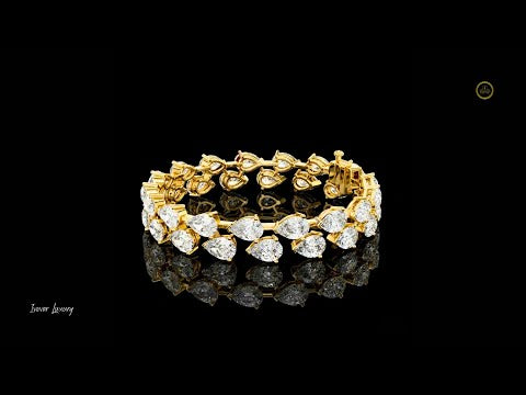 26.52 TCW Exquisite Moissanite Bracelet Featuring Double Row Pear Cut Diamonds