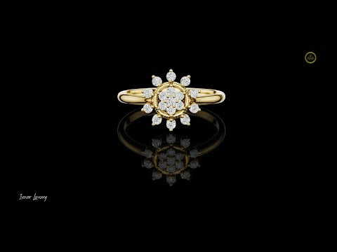0.14 TCW Exquisite Sunburst Inspired Floral Moissanite Diamond Ring in Luxurious