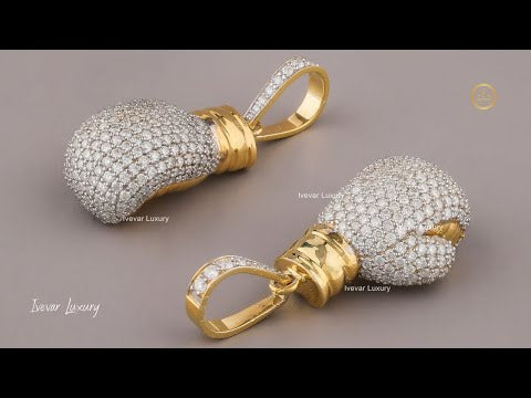 Custom Moissanite Diamond Boxing Gloves Pendant 925 silver by Ivevar