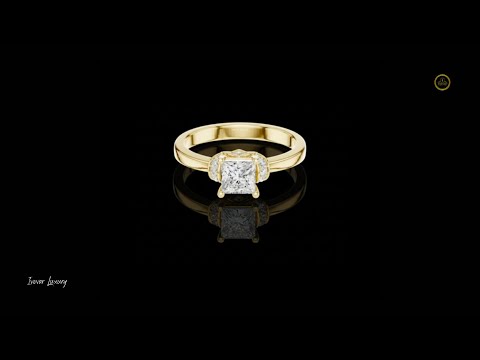 0.57 CT Exquisite Princess Cut Solitaire Lab Grown Ring with Halo Inspired Diamond Accent Setting